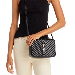 Yves Saint Laurent Black Chevron Quilted Crossbody Bag